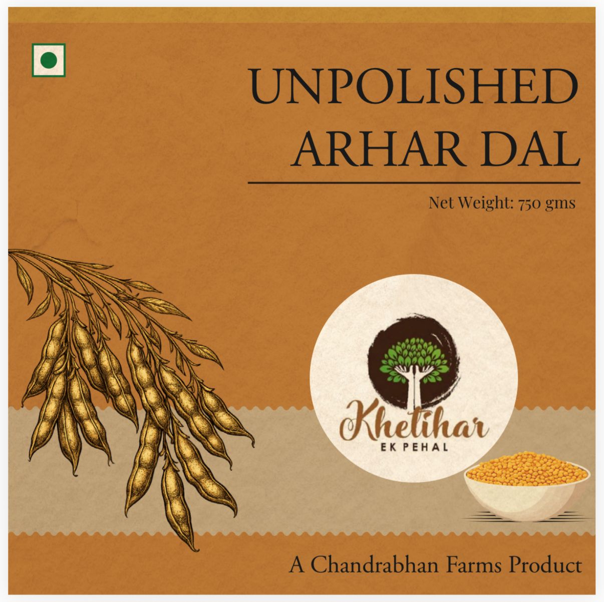 Unpolished Toor/Arhar Dal (750g)